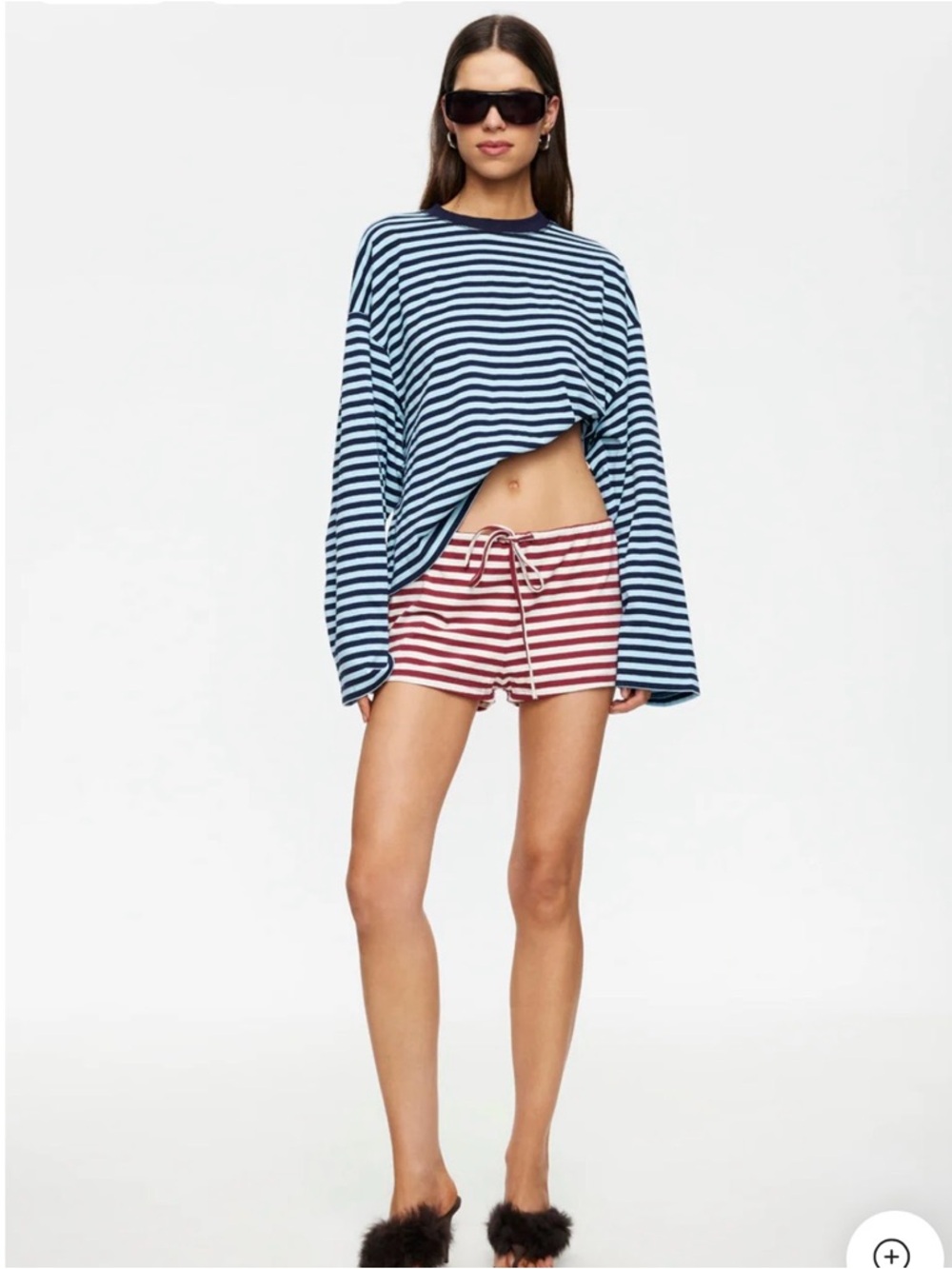 Lioness Bloom Blue and Chocolate Striped Long Sleeve Tee